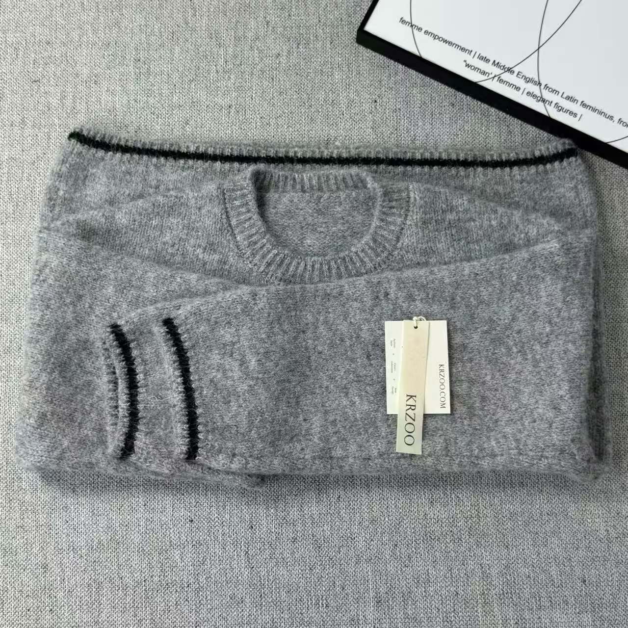 Wool blend pullover knit sweater
