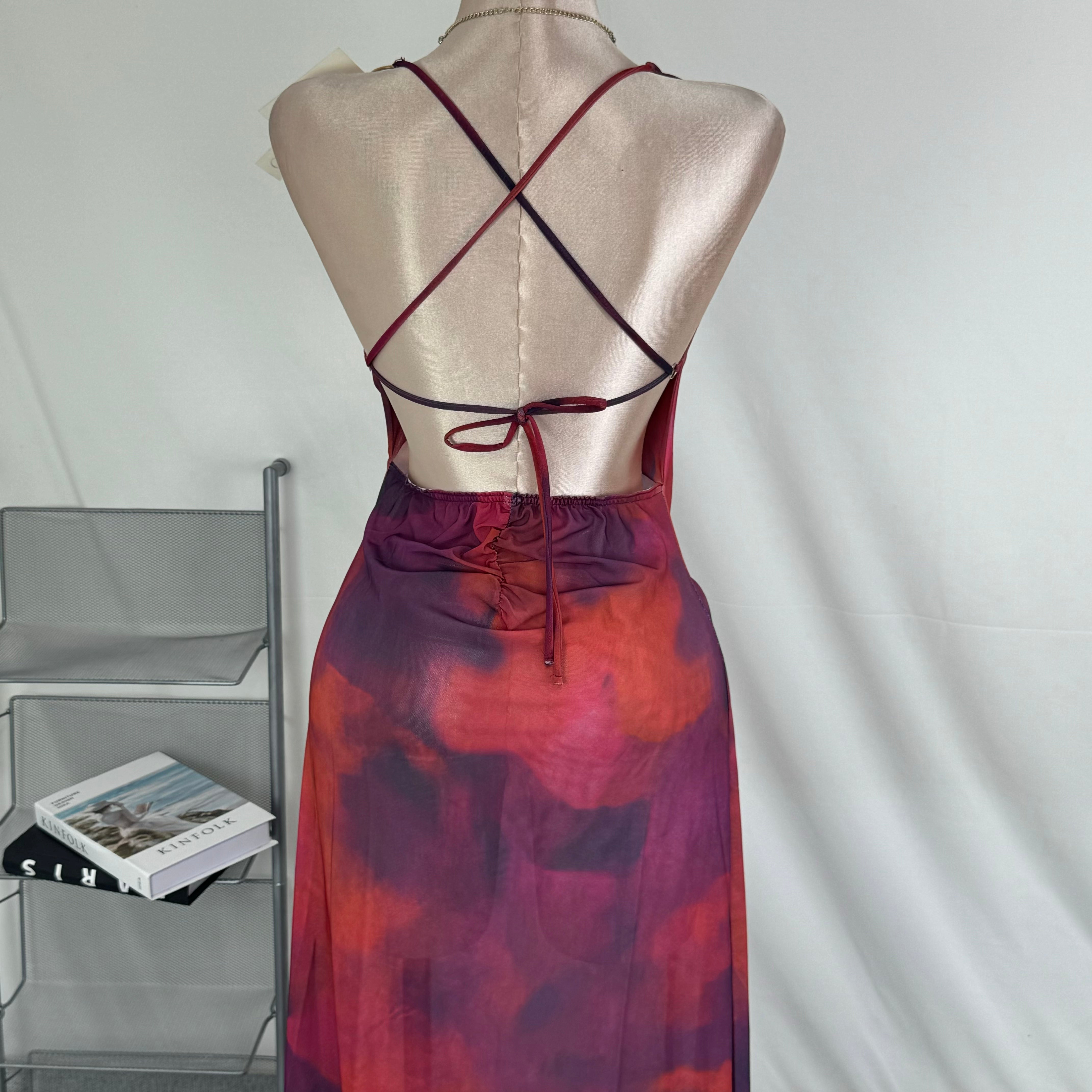 Metallic circle slit dress