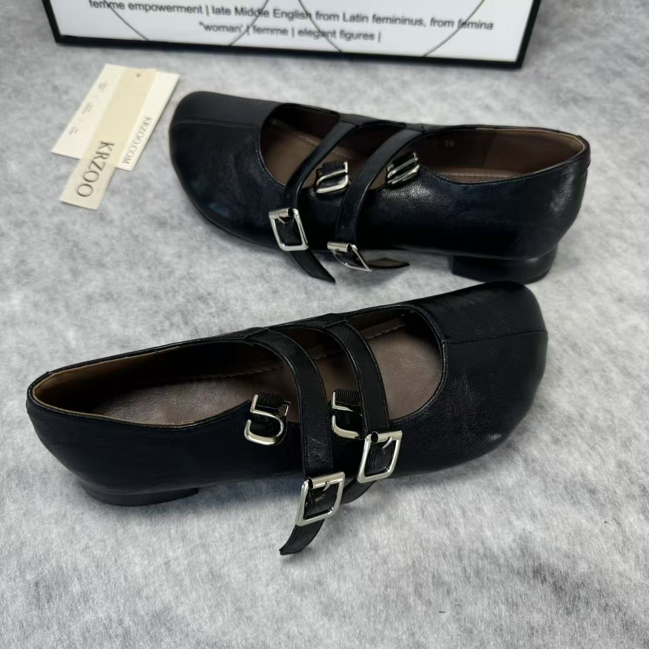 Leather Ankle-Length Ballet Flats