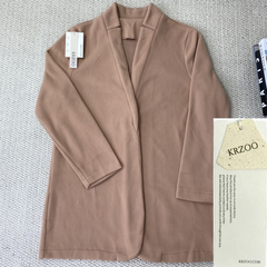Solid-colored stand-up collar wool coat