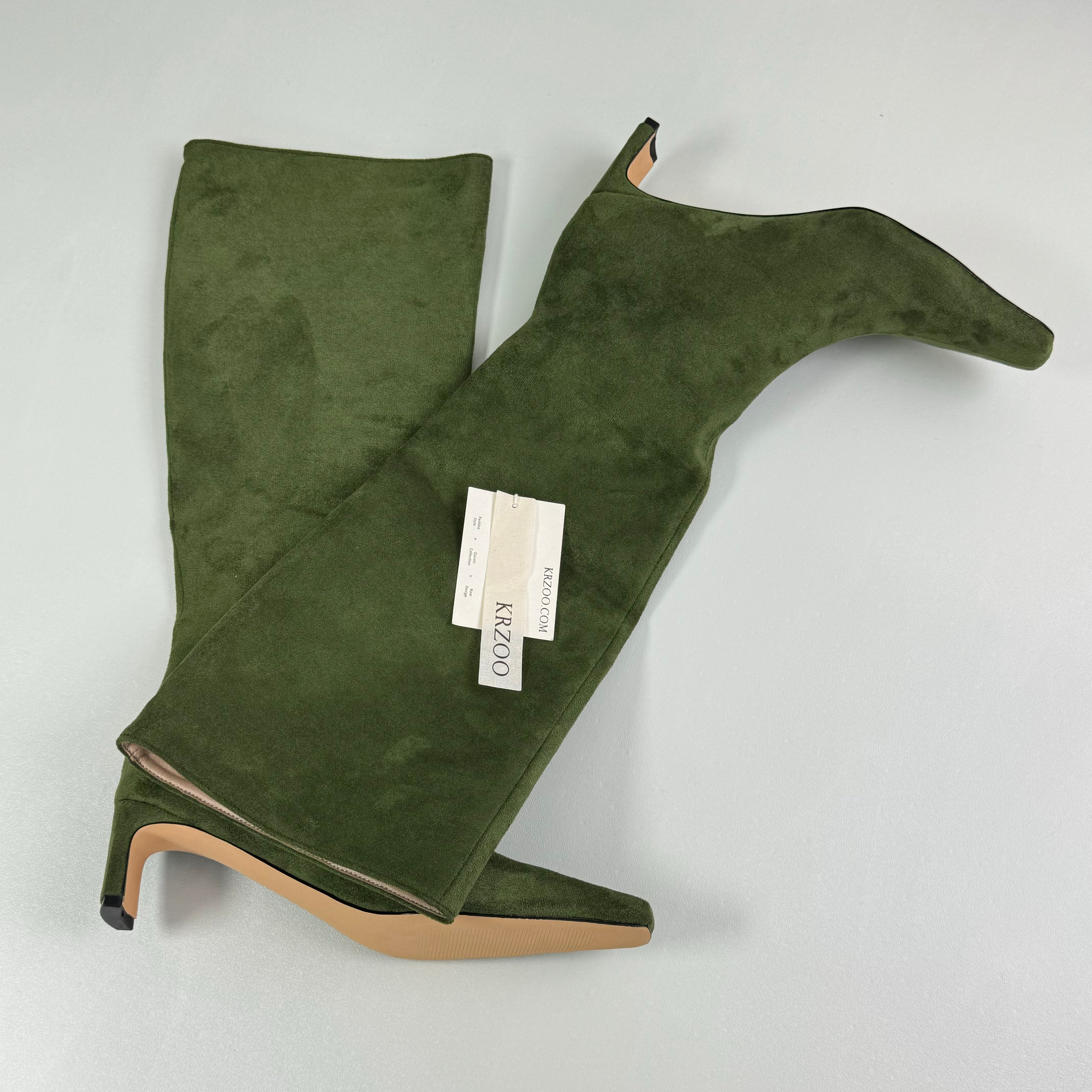 Round-toe low-heeled high boots