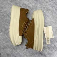High-top thick-soled platform lace-up shoes