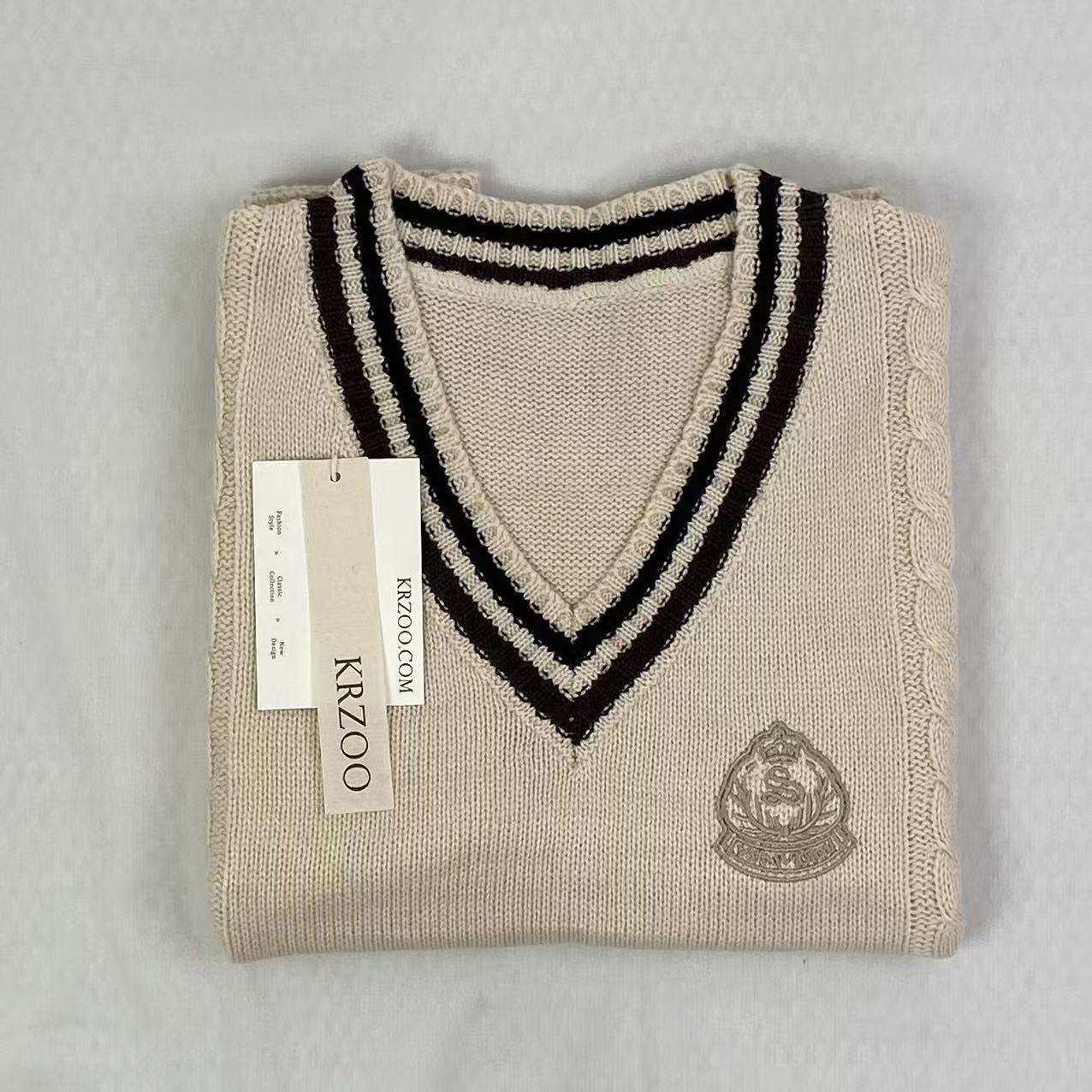 College-style knitted pullover vest