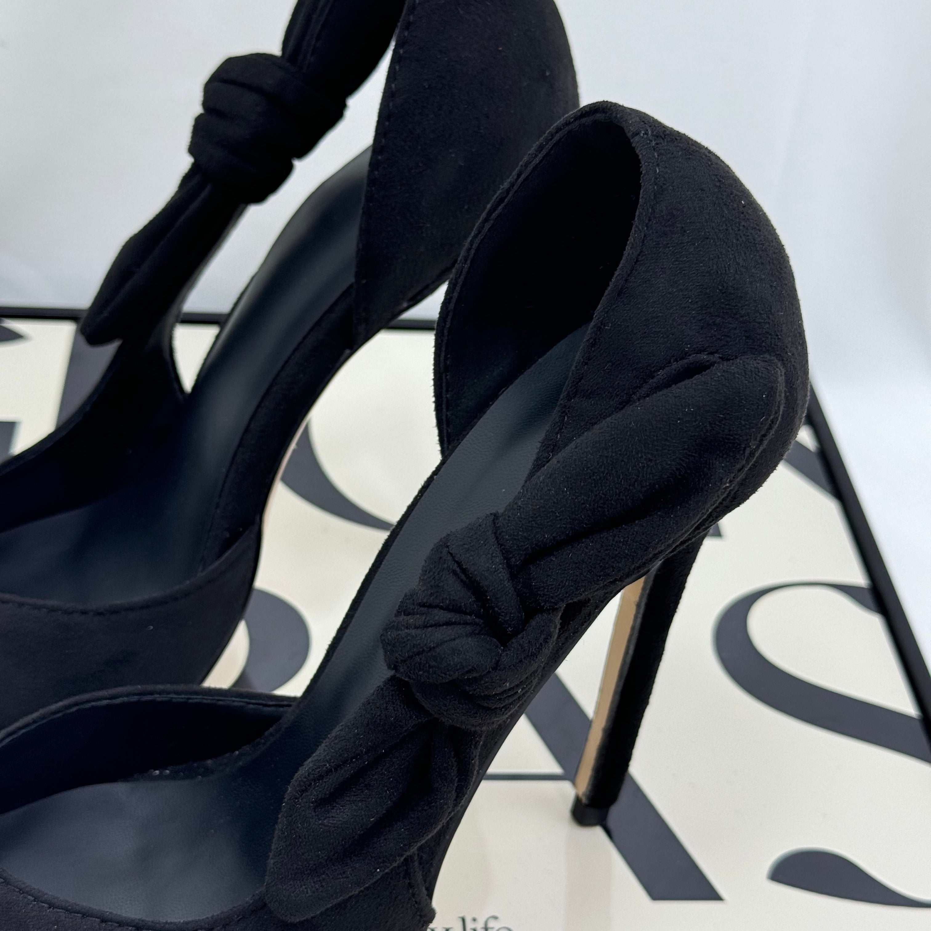 Velvet-patterned bow-top shoes