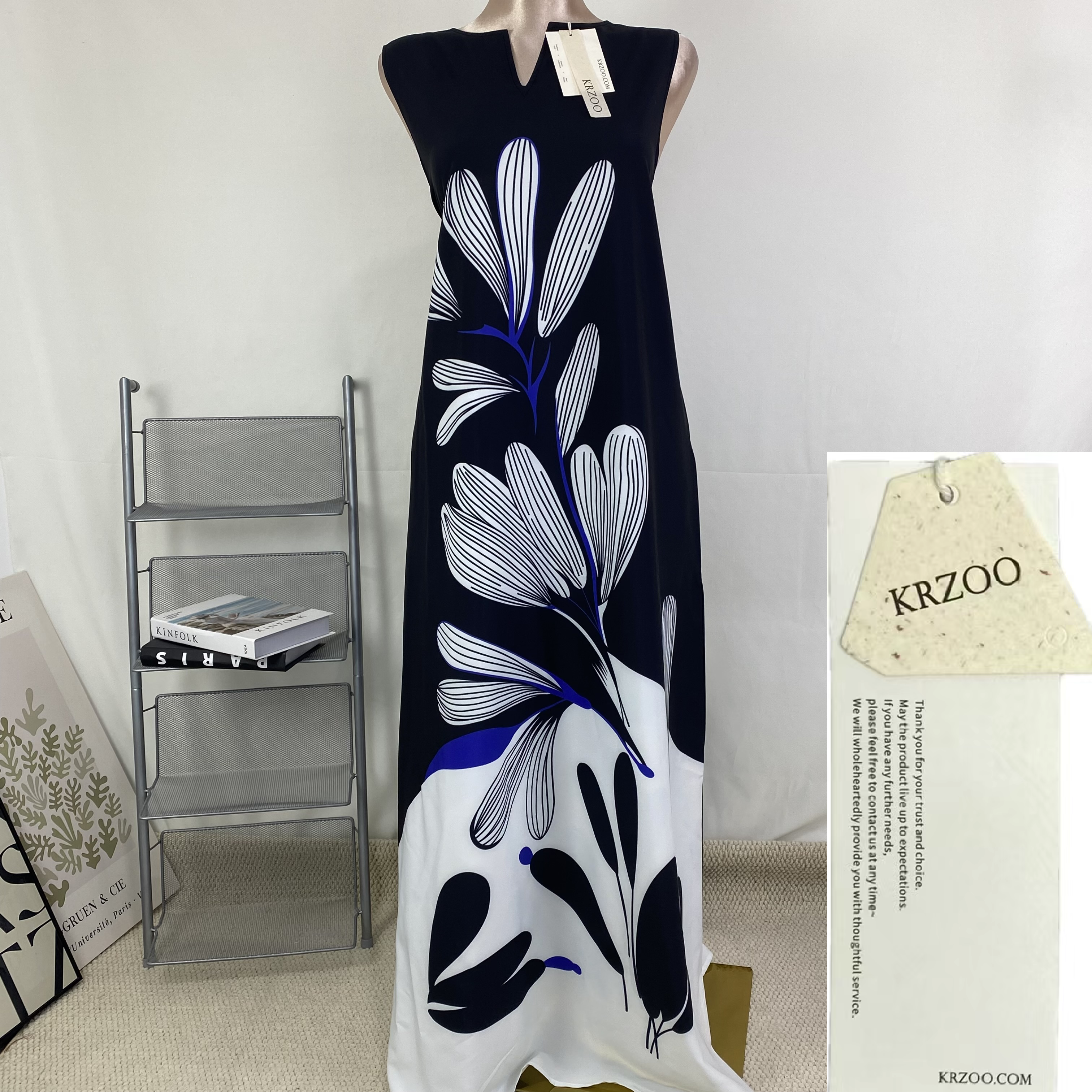 Printed dress, sleeveless long dress
