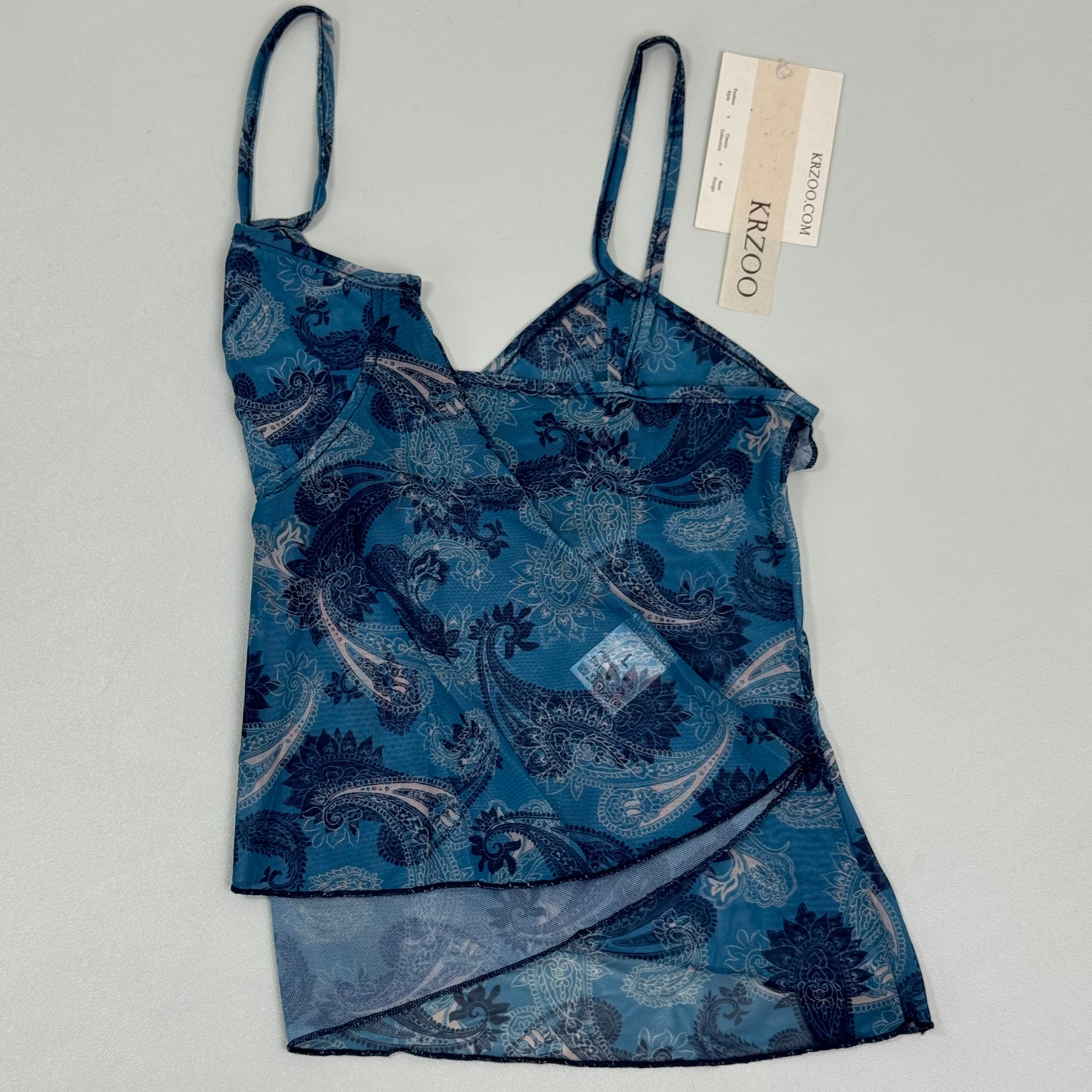 Strapless sheer mesh printed babydoll top