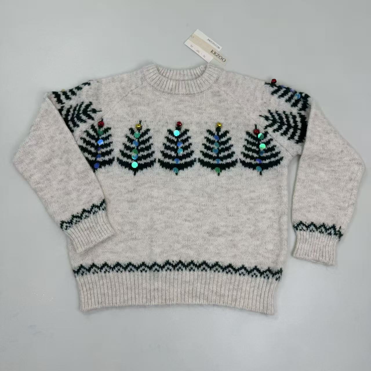 Heavy Industry Christmas Tree Plaid Knitted Sweater