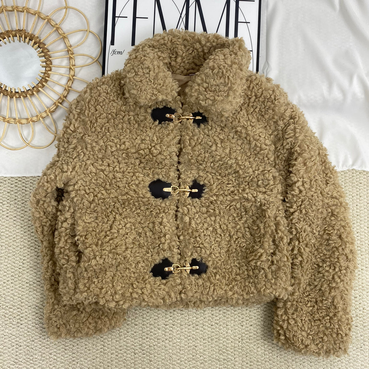 Street-Style Drawstring Fleece Jacket