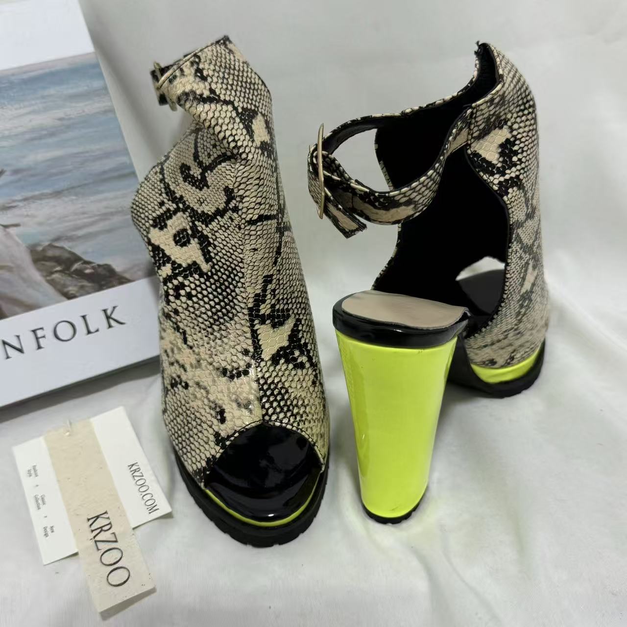 Leopard-Print Peep-Toe Platform Sandals