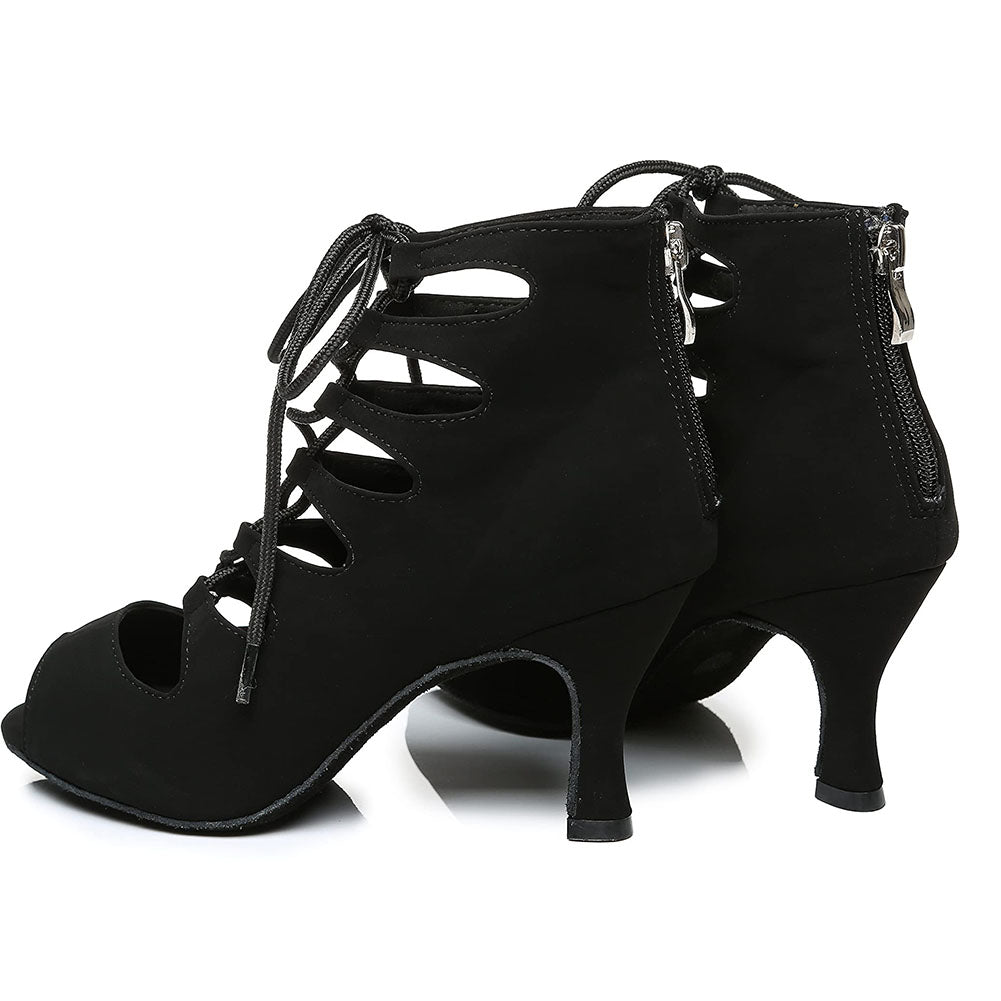 Women's Black Customized Heel Dance Boots Salsa JazDance Shoes