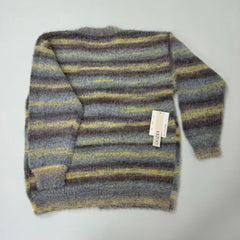 Multi-color striped V-neck pullover knitted sweater
