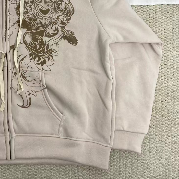 Street  Style Printed ip-Up Jacket