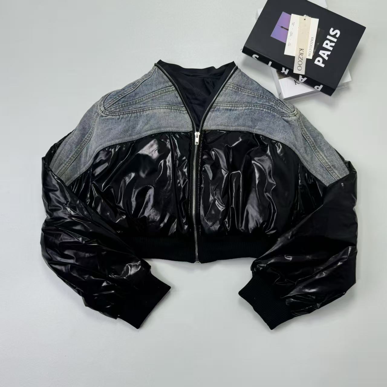 Jeans quilted down puffer jacket