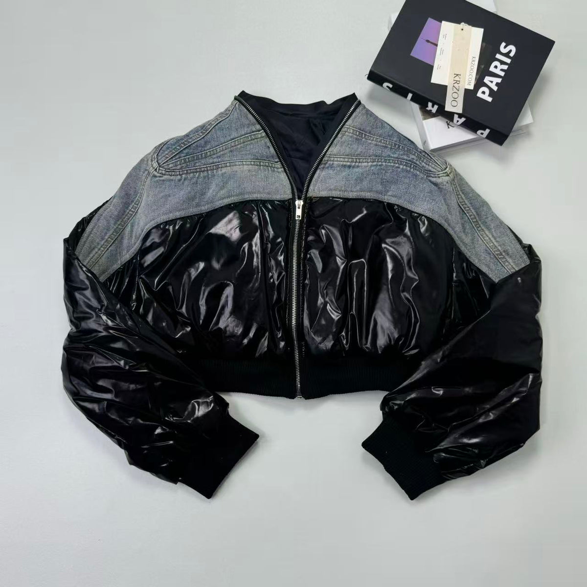 Jeans quilted down puffer jacket