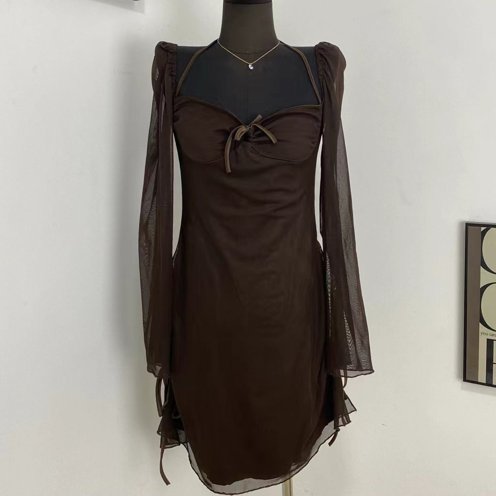 Solid Color Fitted Waist Link Dress