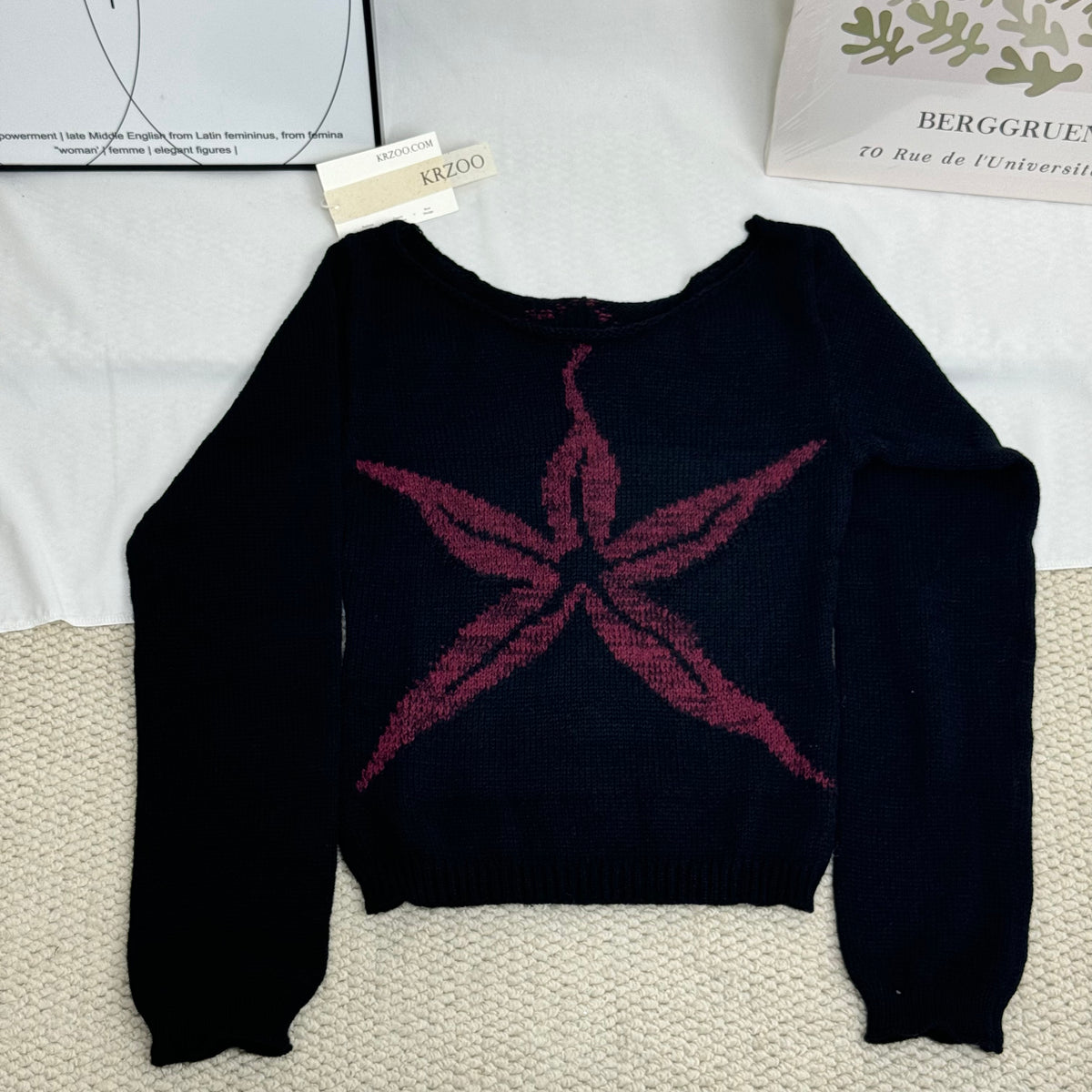 Jacquard Knit Crewneck Sweater