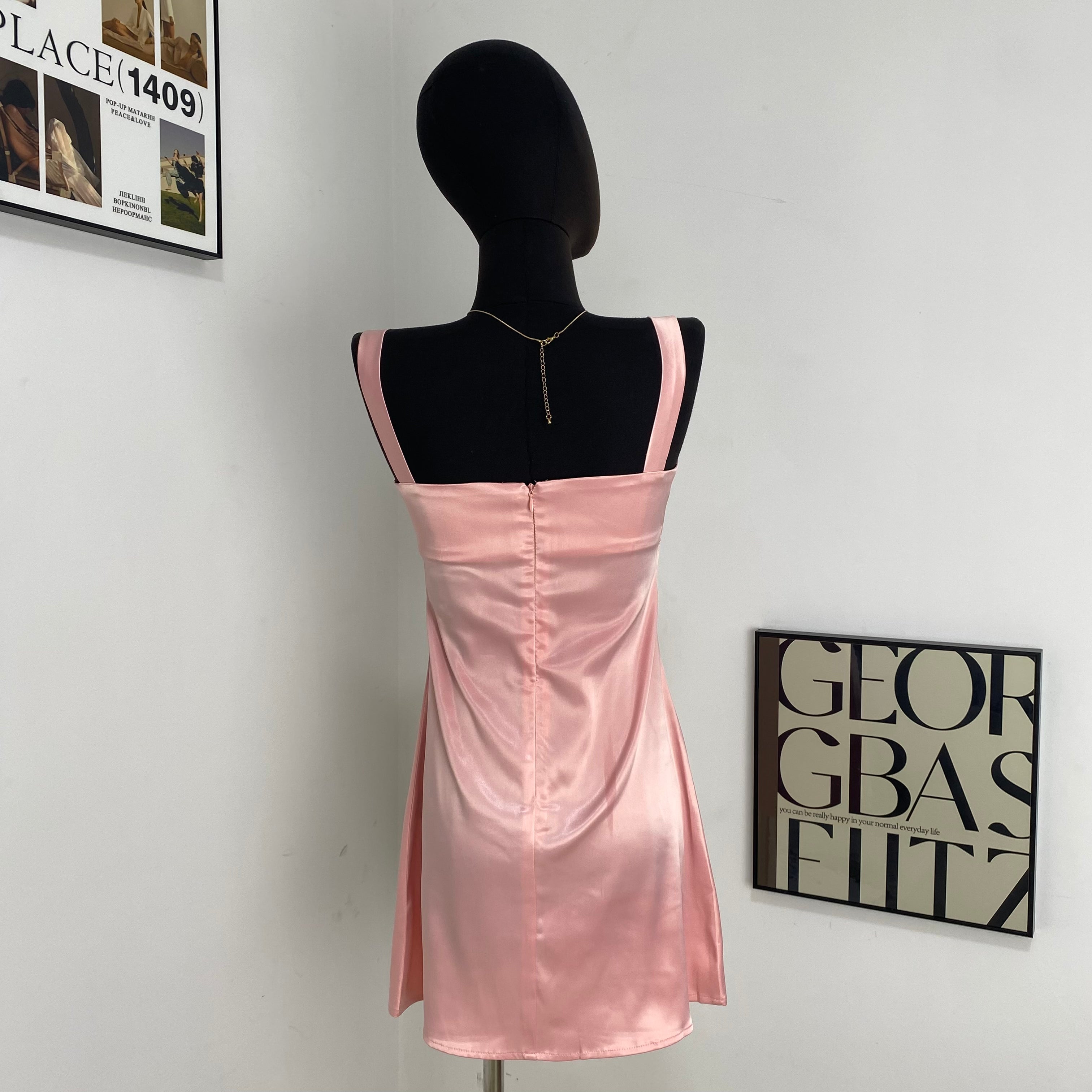 Satin Open-Back Slip Dress