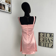 Satin Open-Back Slip Dress