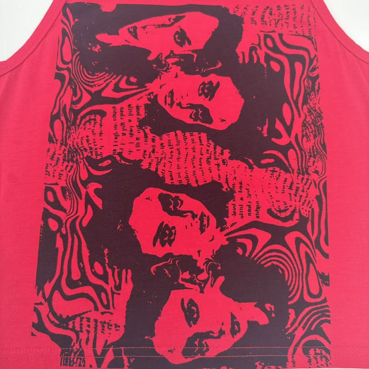 Printed short-sleeved sleeveless vest