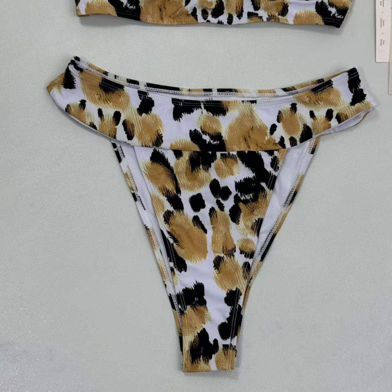 Leopard print two-piece swimming suit set