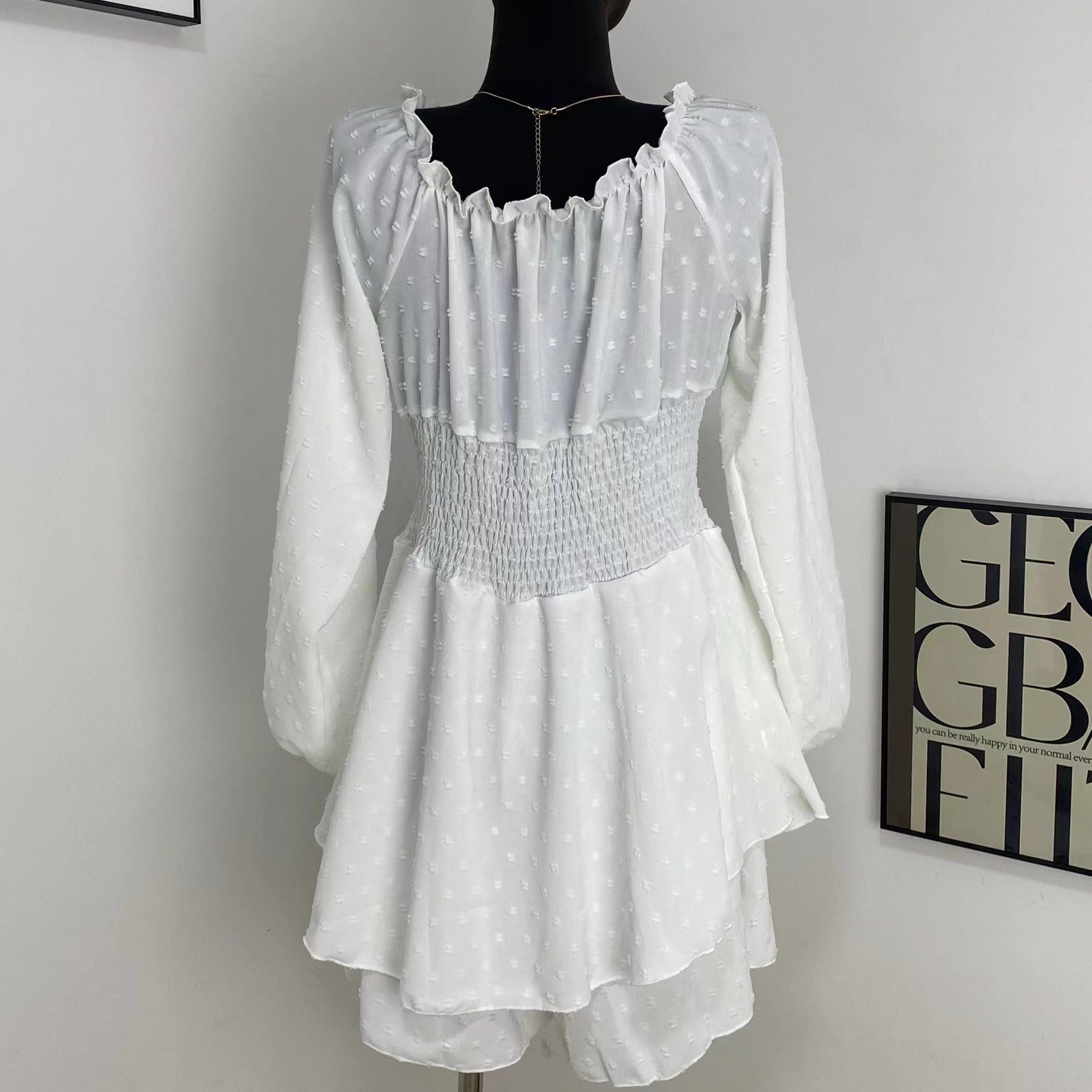 Pleated Off-The-Shoulder Skirt