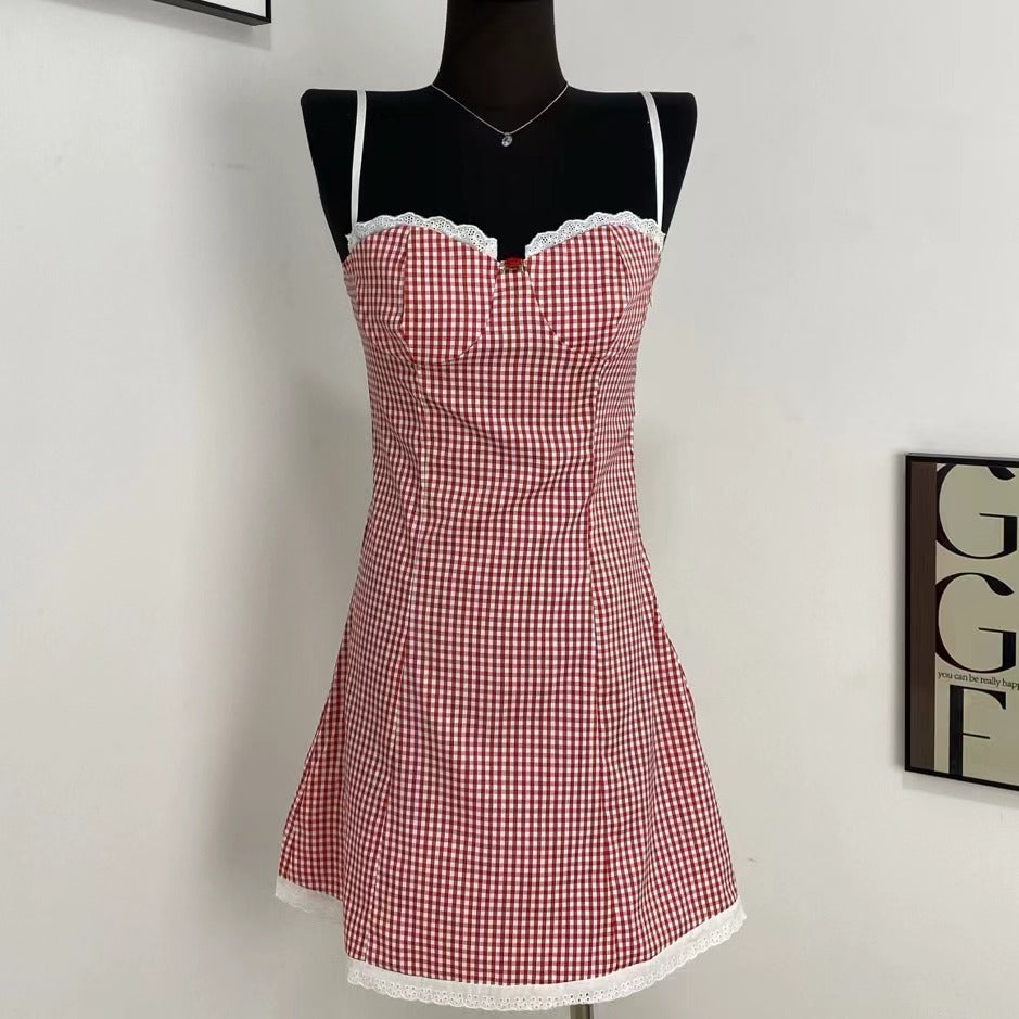 Sweet And Spicy Plaid Print Dress