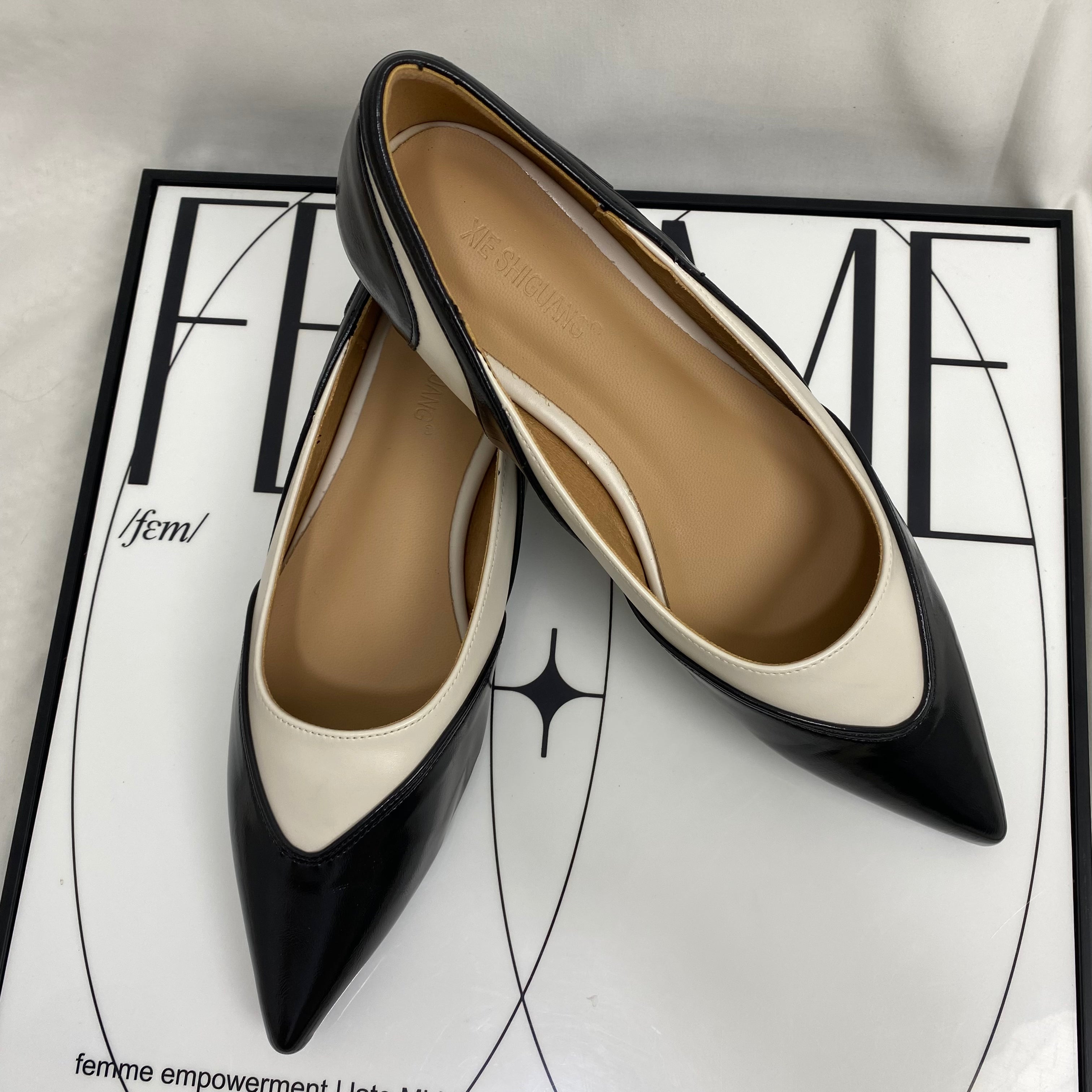 Two-Tone Pointed-Toe Low Heels