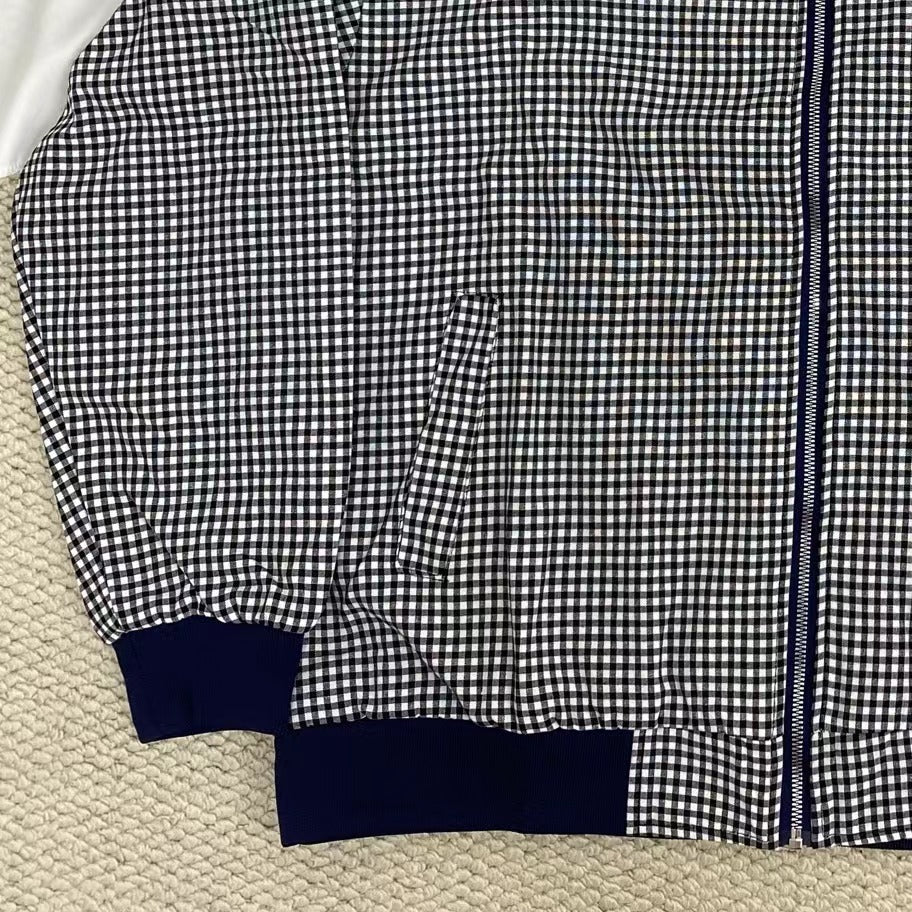 Color-Blocked Plaid Short Jacket
