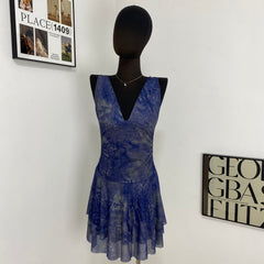 Street Hollow Print Halter Back Dress