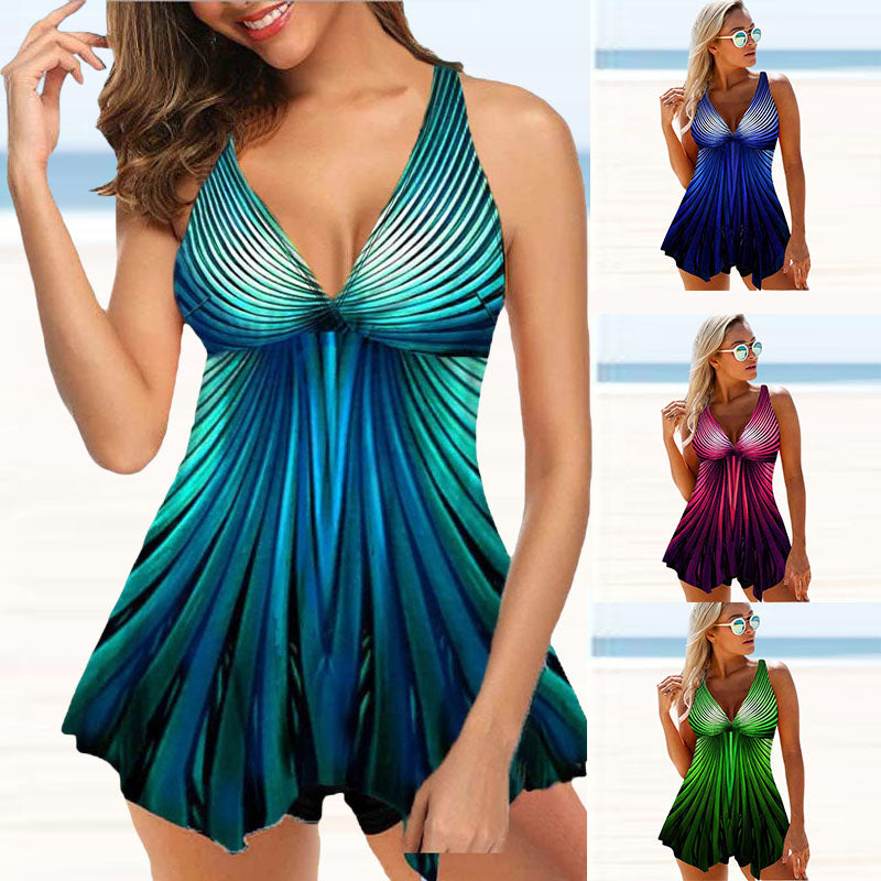 Women Beachwear Swim Tankini Monokini Swimwear Bathing Suit Two Pieces Swimsuits Large Tankinis Printed Beach Summer Swimdress