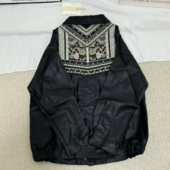 Cool Loose-Fit Biker Jacket with Embroidery