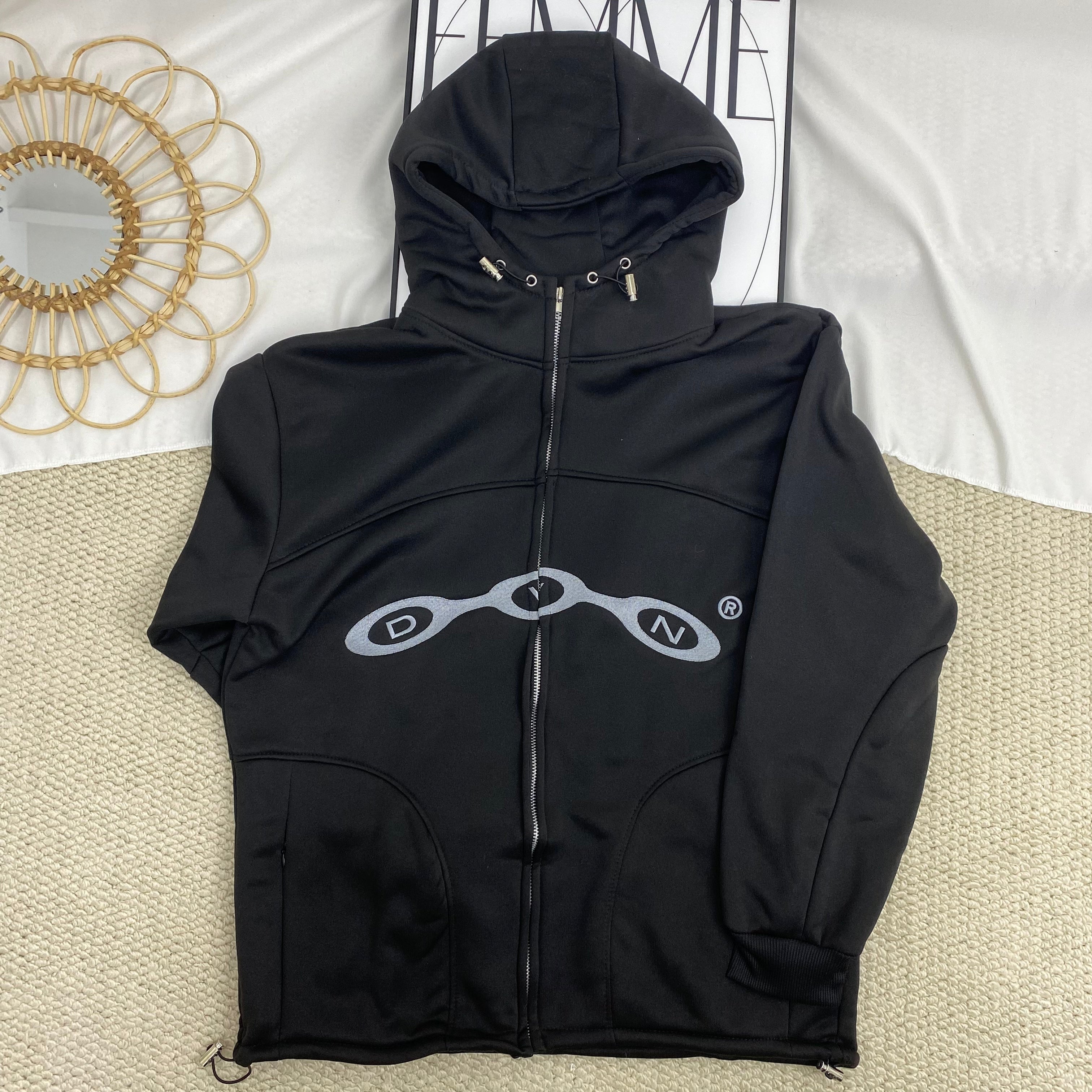 Face-Covering Zippered Cardigan