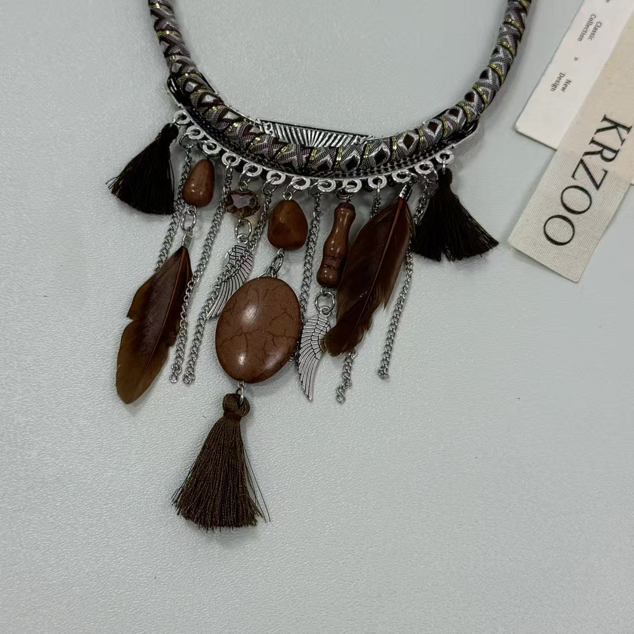 Turquoise Bohemian Feather Necklace