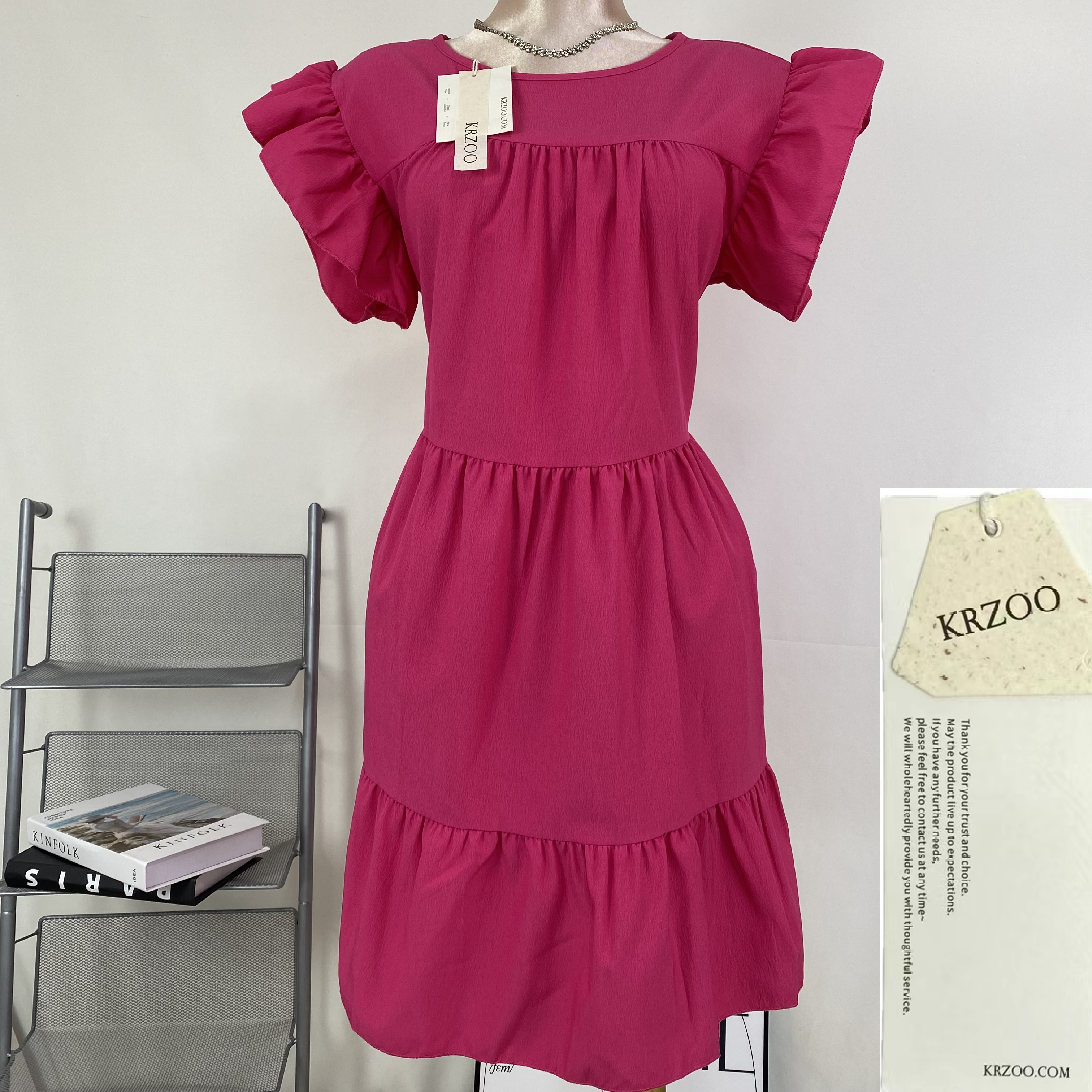 Solid-color loose short-sleeved casual dress