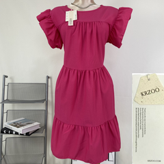 Solid-color loose short-sleeved casual dress