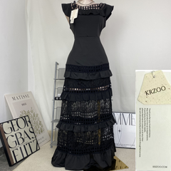 One-shoulder ruffled open-front dress