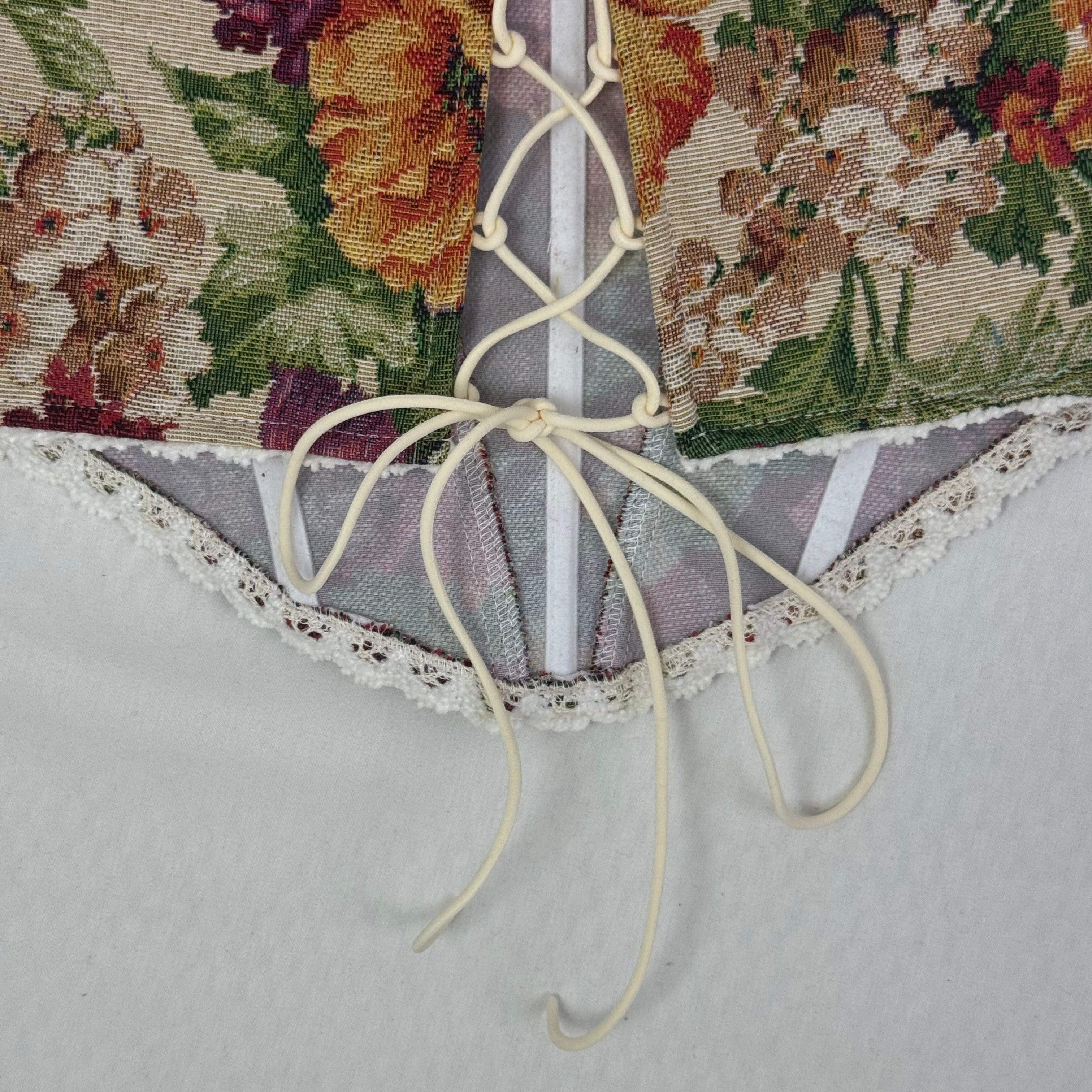 Fishbone corset retro floral short top