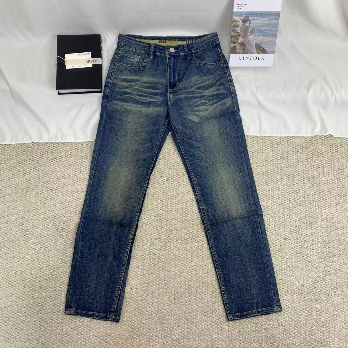 Vintage-Style Distressed Jeans