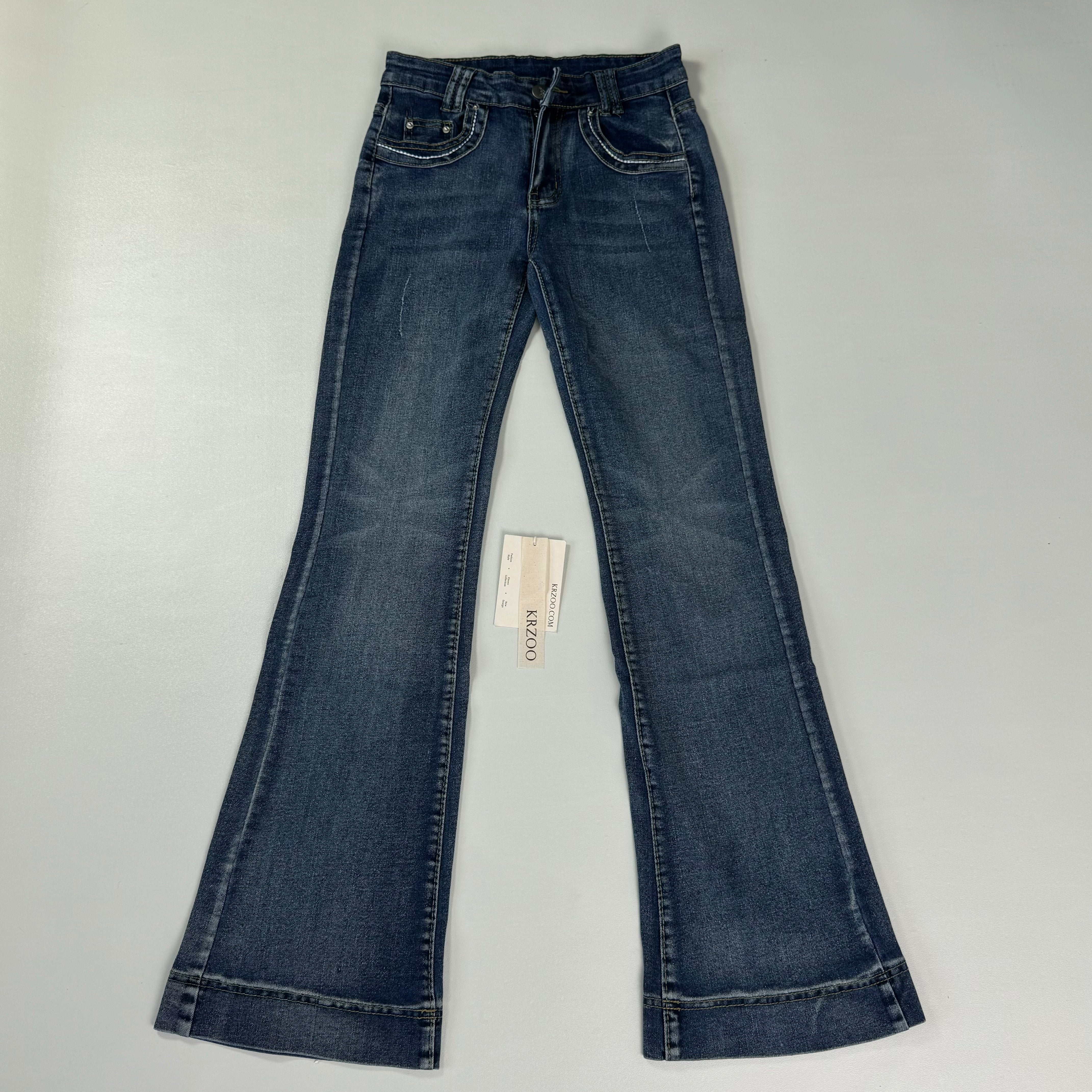 Low-waist high-elasticity flared jeans