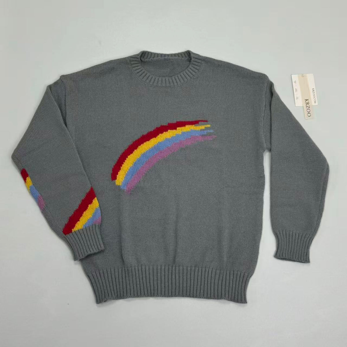 Rainbow Stripes Loose-Fitting Pullover Sweater
