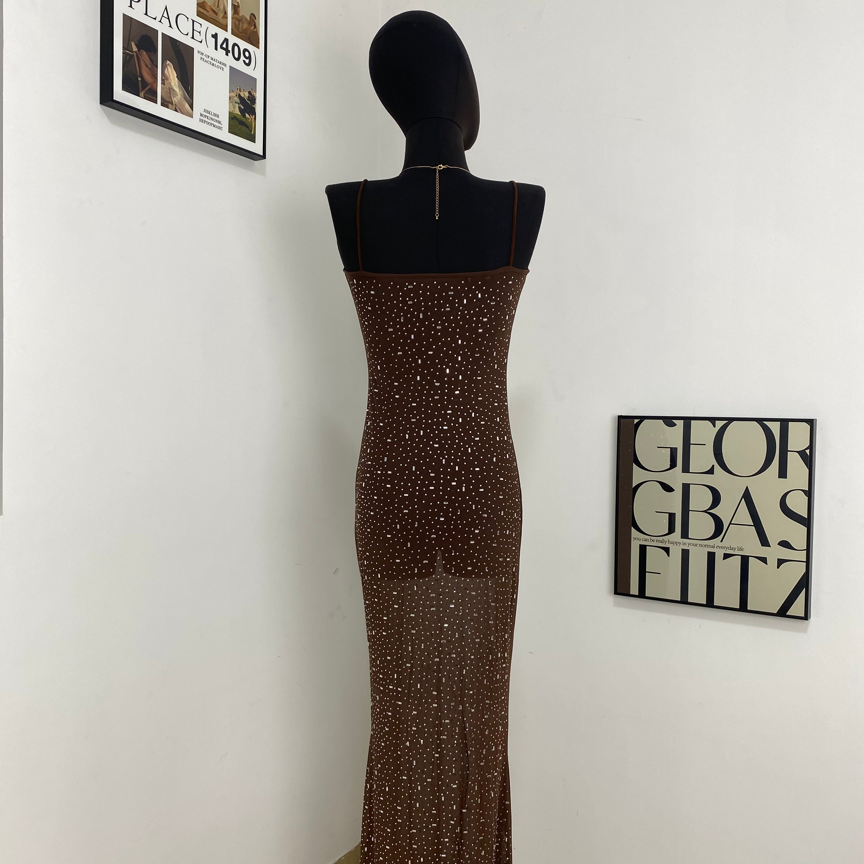 Diamond Strap Mermaid Maxi Dress
