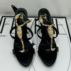 Gold water droplet spider toe stiletto heels