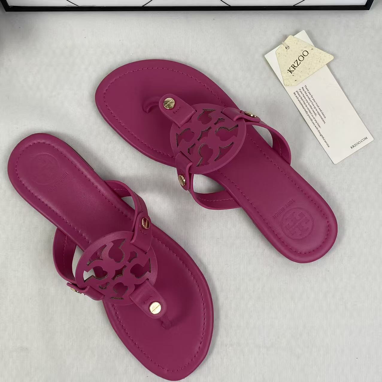 leather slip-on sandals