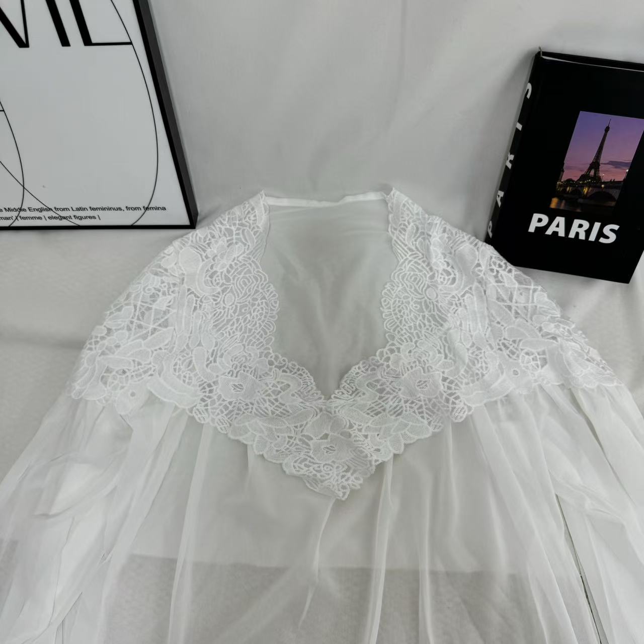 Lace-Paneled Puff-Sleeve Shirt