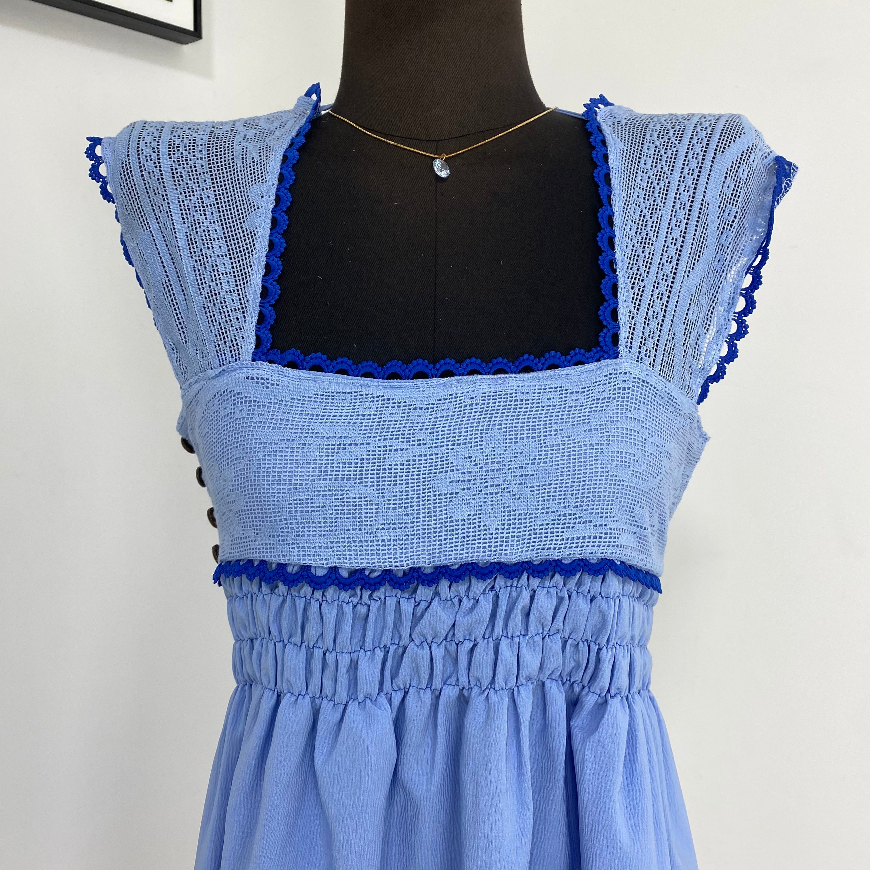 Square Neck Pleated Dress