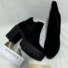 British-Style Platform Round-Toe Ankle Boots