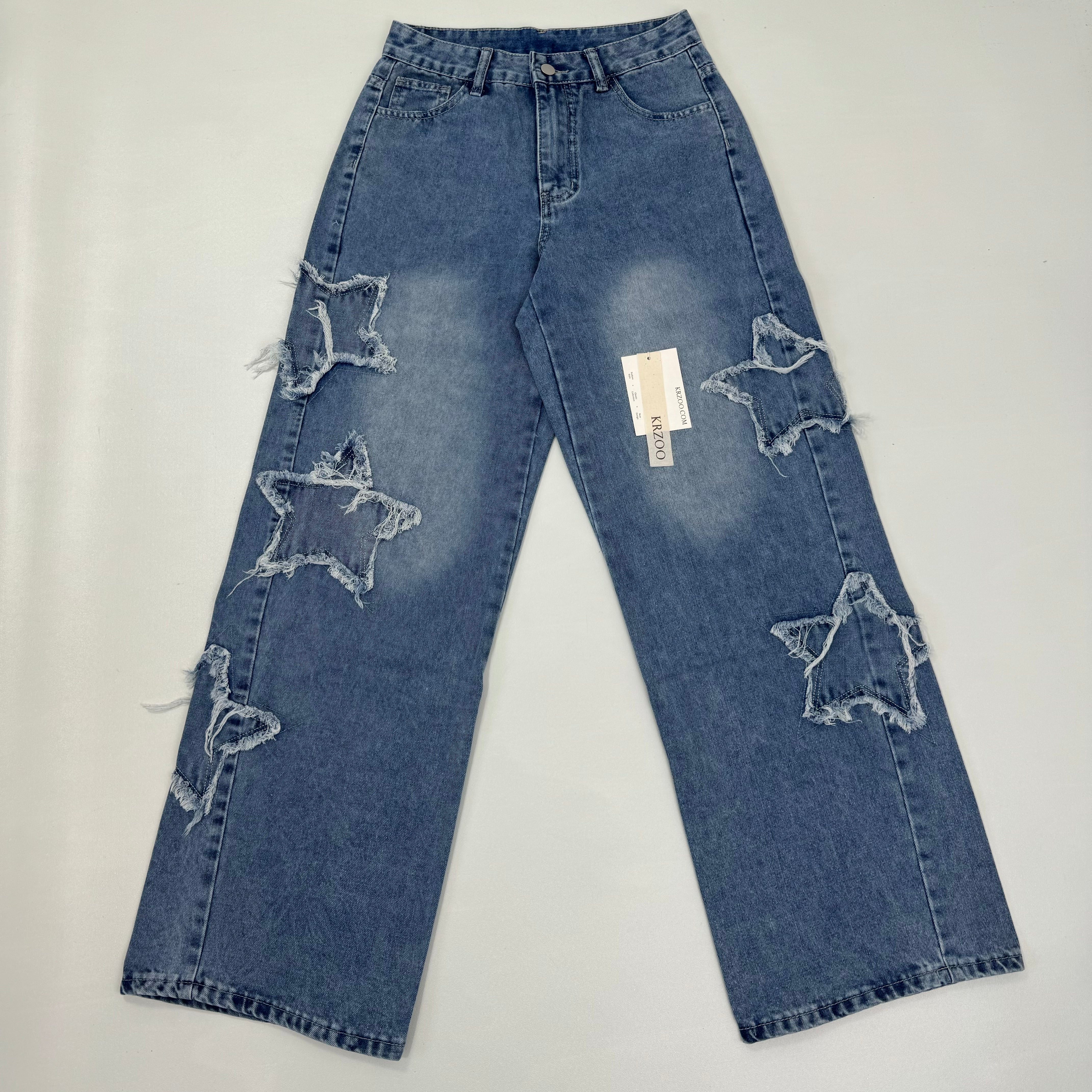 Star High-Waisted Loose Denim Pants