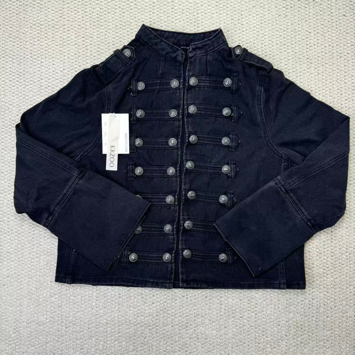 Standing collar long-sleeved denim jacket top