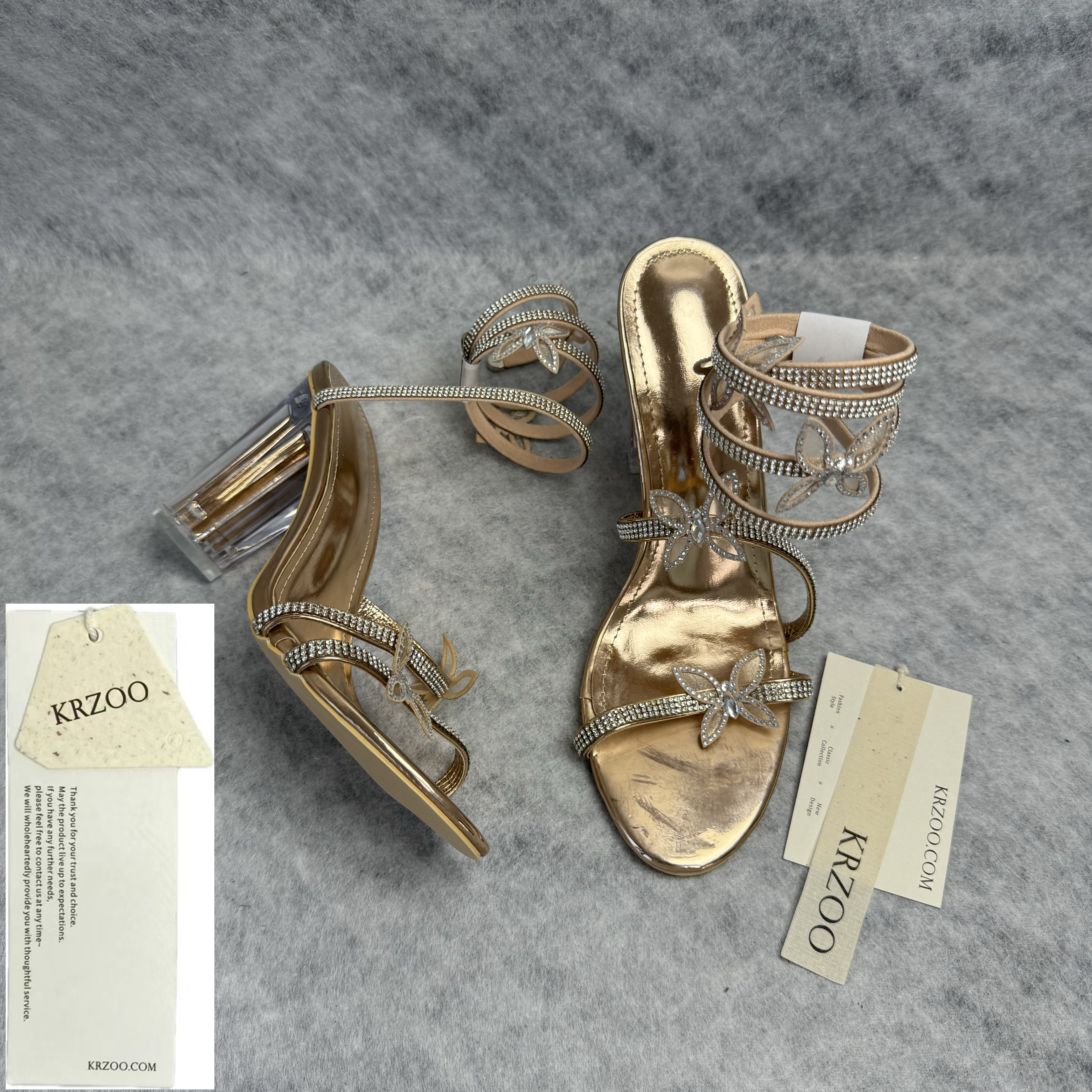 Serpentine-wrapped butterfly platform heels