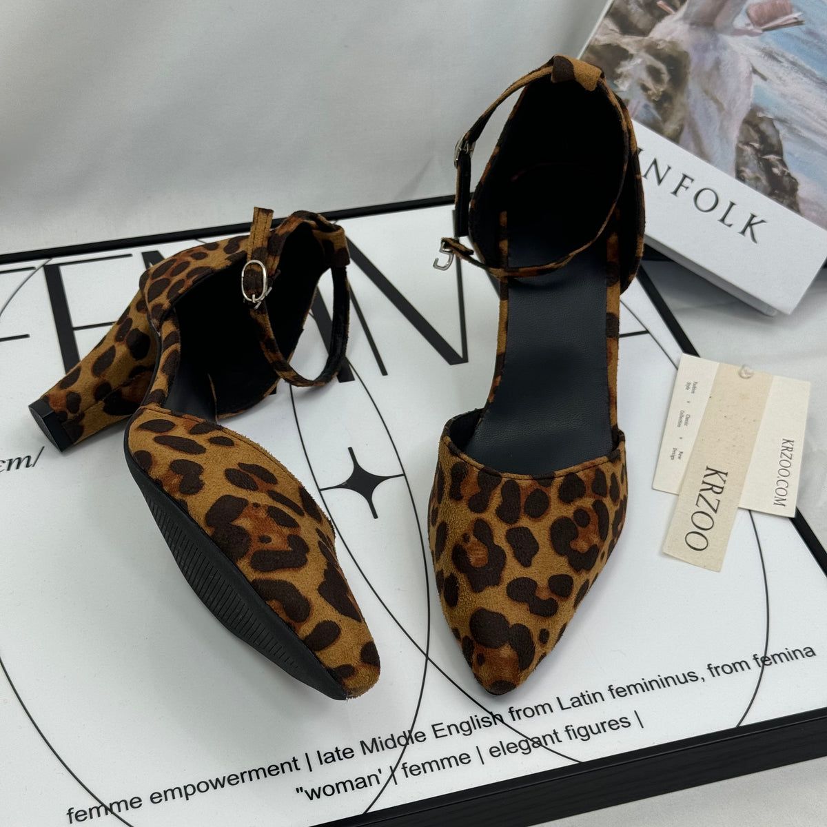 Leopard print suede platform shoes